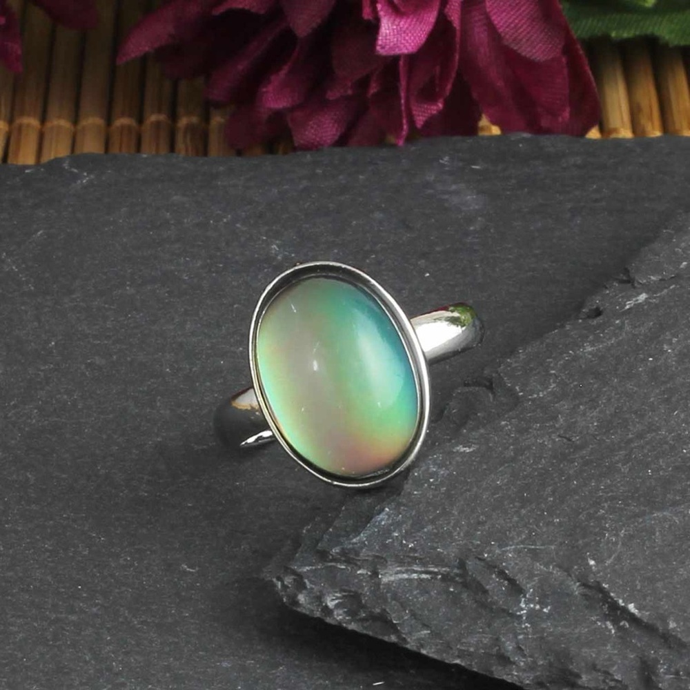 Adjustable Silver Oval Mood Ring Brand New Halloween Costume Jewelry